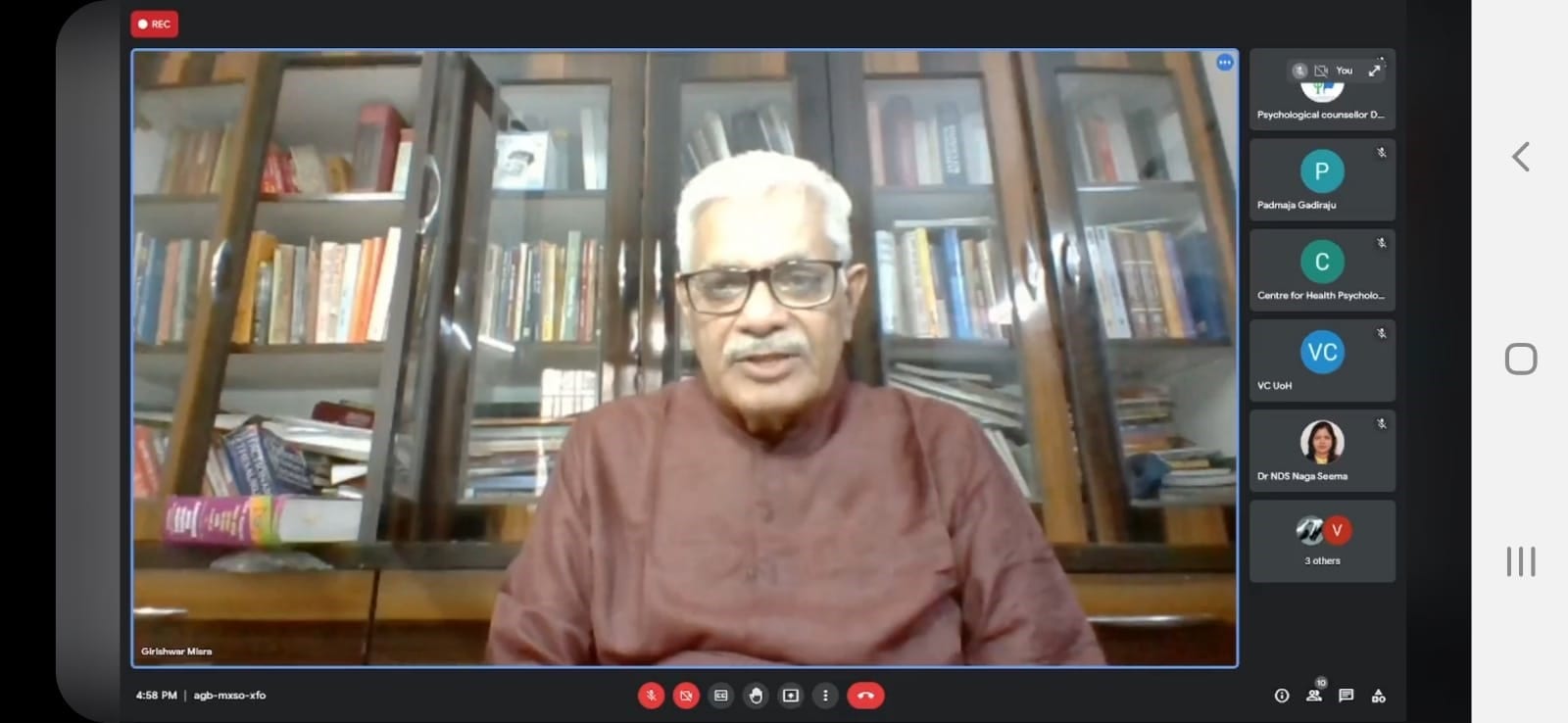 “BE HEALTHY: Perspectives from Indian Vision” — talk by Prof. Girishwar Misra, renowned psychologist, on 11.10.2021 (photo 1)
