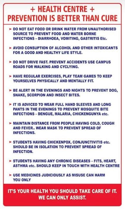 Health Centre awareness poster on prevention